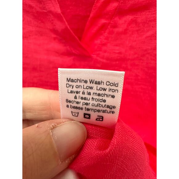 STARK X | Hot Pink 100% Linen Lagenlook Collared Boxy Oversized Top | Medium - Picture 8 of 8